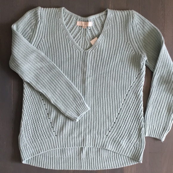 NWT LOFT Shaker Stitch Pique V-Neck 100% Cotton Pullover Sweater, size Medium ❤️ - Picture 3 of 14